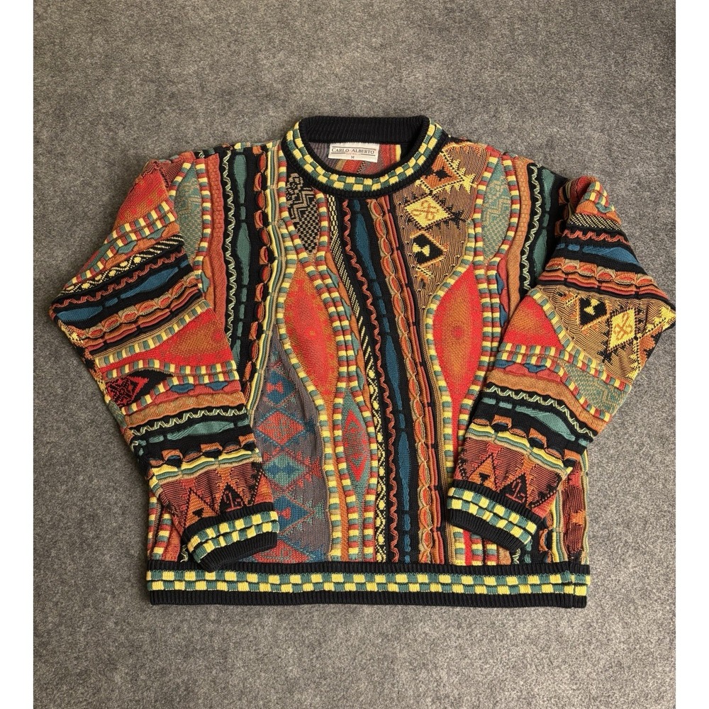 Rare Vintage Carlo Alberto Coogi Style Biggie Cosby Knit Sweater Men's M.  A2